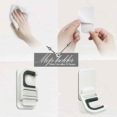 3Pack Broom and Mop Holder Wall Mount, Grippers No Drilling Self Adhesive, Anti-Slip Mop Handle Hanger Dustpan House hold Cleaning Organizer Rack Wall Mounted Utility Rack