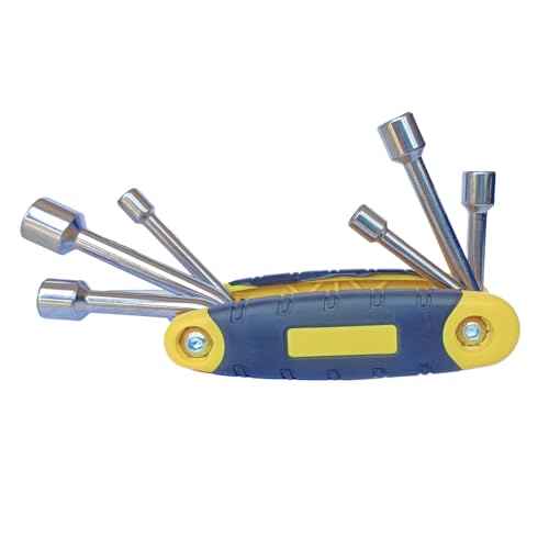 Folding Nut Driver,6 in 1 Portable Hex Nut Driver Set Metric,5mm 6mm 8mm 9mm 10mm 12mm Socket Wrench for Repair