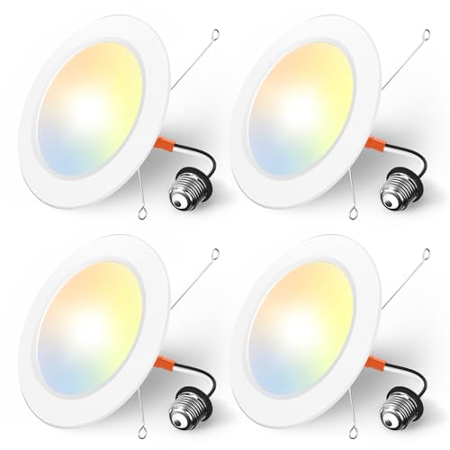 Amico 5/6 Inch Recessed LED Can Lights 1050LM 5CCT Flat Panel 4 Pack