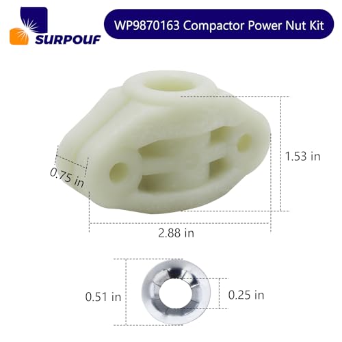 Compactor Power Nut Kit WP9870163 for Whirlpool KitchenAid Maytag - Replaces 9870163