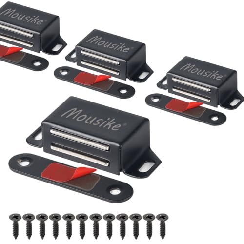 Mousike 4 Pack Black Magnetic Cabinet Catch 30lb Strong Door Latch