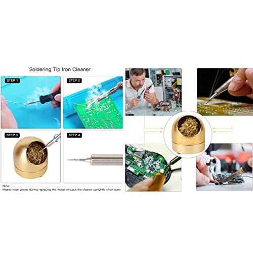 LBY Soldering Iron Tip Cleaner Kit, Wire-Type Soldering Iron tip Cleaner, Solder Tip Cleaning Wire and Holder Kit, Pack of 2, Golden