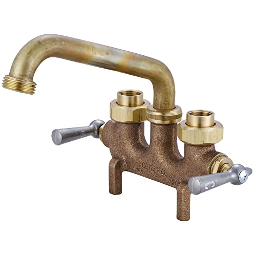 Heavy Duty Wall-Mounted Laundry Faucet with Swivel Spout - Rough Brass Finish, 6" Reach
