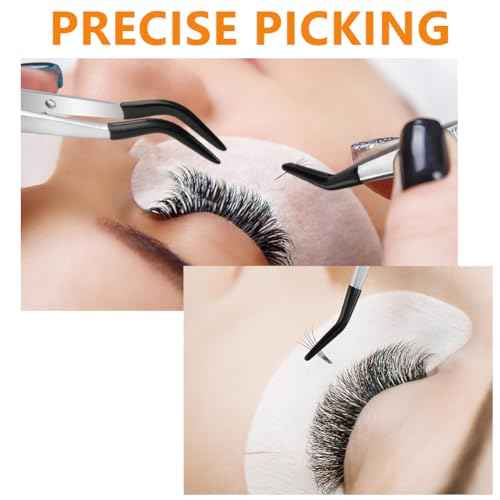 Ainiv 4pcs Tweezers with Rubber Tips, PVC Coated Tweezers Set, Rubber Straight/Flat/Long Curved Tips Non Marring Tweezers for Jewelry Crystals Bead, Crafts Making, Lab Stainless Steel Tweezer Tool