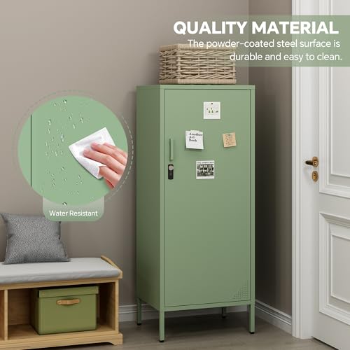 Green Metal Locker Cabinet with Lock, 4-Tier Storage, 49.2"H