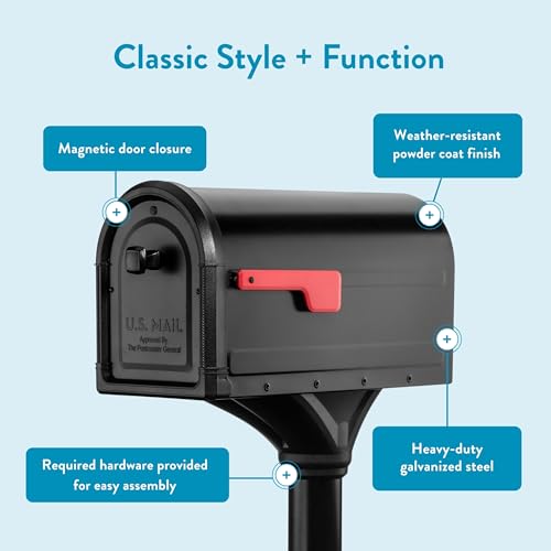 Architectural Mailboxes Roxbury Large Mailbox with Post - Black, Weatherproof