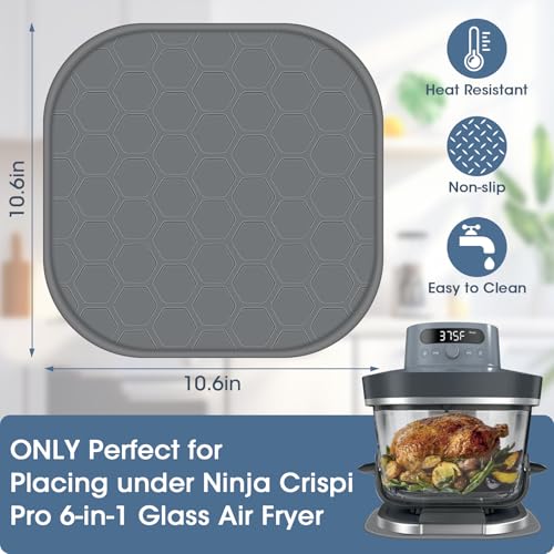 Heat-Resistant Silicone Mat for Ninja Crispi Pro 6-in-1 Glass Air Fryer, Anti-Slip Countertop Protector