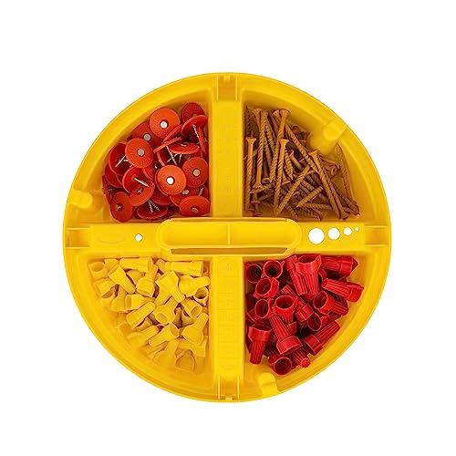 Bucket Boss Bucket Stacker Small Parts Organizer (1 Pack) 4-Compartment Yellow, 5 Gallon Bucket Insert