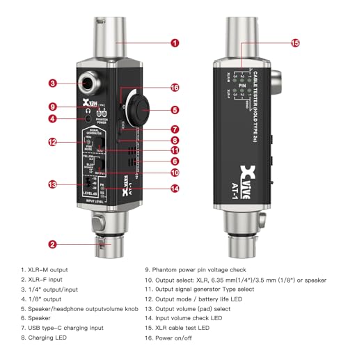 Xvive AT-1 Portable Audio Tester - Versatile Signal Generator & Cable Tester