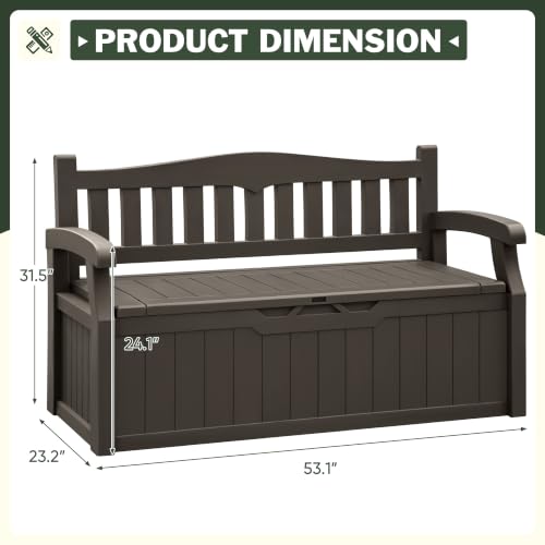 Flamaker Brown 80 Gallon Waterproof Outdoor Storage Bench with Seat, No Cushion