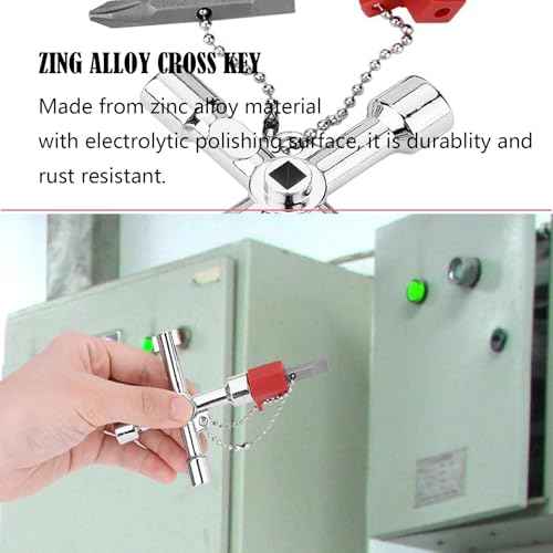 2 Pcs 4 Way Cross Key, Multifunction Universal Opening Cross Key for Gas Meter,Plumbers, Faucet, Electricians, Train Door, Electrical Cupboard Box Elevator water Meter Valve Opening