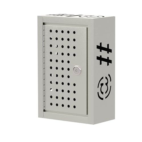 OSKIE Lockable Metal Phone Storage Locker Gray-White | Secure Wall Mount or Desktop Organizer for Smartphones