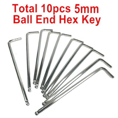 10pcs 5mm Ball End Allen Wrench sets,5mm Hex Key Wrench set,5mm ball end Hex Driver allen key Door Key L Shaped hex wrench set with Long Arm 156mm lengh.5mm ball end hex wrench
