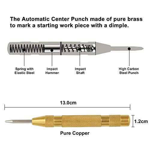 COMOWARE Countersink Drill Bit Set- 7 Pcs Counter Sinker Drill Bits for Wood, Quick Change, 1/4'' Hex Shank, High Speed Steel, 5 Flute 90 Degree Center Punch Tool, 1/4''-3/4''