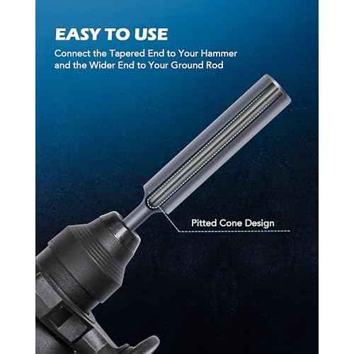 ZELCAN SDS Plus Ground Rod Driver, Heavy Duty Ground Rod Bit Driver for 5/8 Inch & 3/4 Inch Grounding Rods, Compatible with Bosch Dewalt Milwaukee Hilti and All SDS-Plus Rotary Hammer Drills