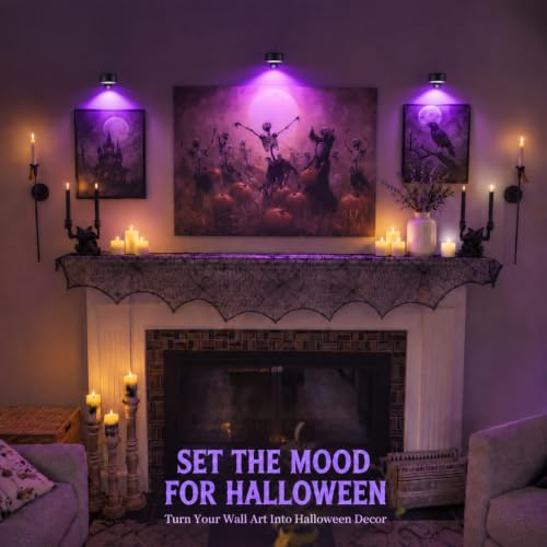 EZVALO Black Rechargeable Picture Lights 3 Pack with Remote & RGB for Wall Art