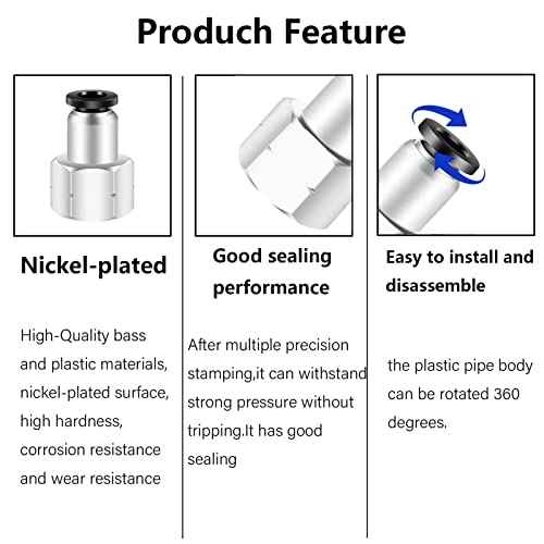 1/8 Npt Female Push To Connect Fittings,CEKER 1/4 Inch Od Tube to 1/8 inch npt female thread Air Line Quick Connect fittings Air Hose Fittings for Air Ride Air Horn Air Compressor 2Packs