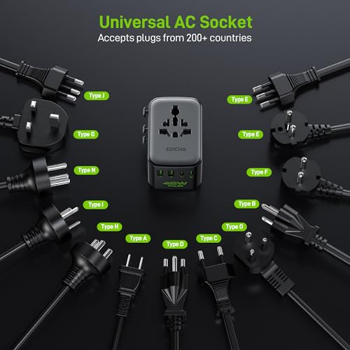 EPICKA Pulse Duo 45W Travel Adapter Black - Universal Power Charger with USB-C & USB-A Ports