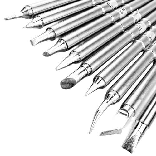 10Pcs T12 Soldering Iron Tips, Welding Tool Replacement Tips for FX-951 Soldering Stations, Soldering Station Tips Tool with T12-B/BC2/C1/C4/D4/D08/D24/I/JL02/K Tips