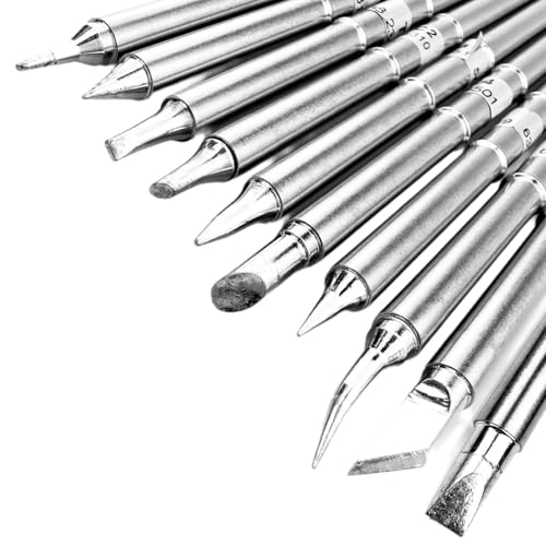 10Pcs T12 Soldering Iron Tips, Welding Tool Replacement Tips for FX-951 Soldering Stations, Soldering Station Tips Tool with T12-B/BC2/C1/C4/D4/D08/D24/I/JL02/K Tips
