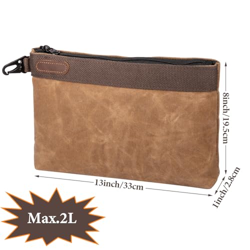 Waxed Canvas Tool Pouches 4 Pack ? 13-Inch Heavy-Duty Zipper Tool Bags Set, Waterproof Utility Storage Pouches for Tools, Cables, Gear & Supplies ? Rugged Tool Organizer Bags