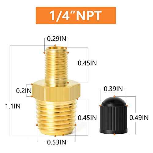 GASHER 2PCS 1/4" NPT Tank Valve Anti-Corrosion Brass Schrader Valve with 1/4" Male NPT,Using with Air Compressor Tanks