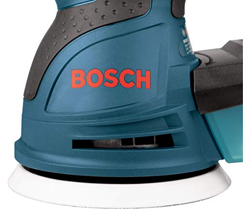 BOSCH ROS20VSC Palm Sander 2.5 Amp 5 Inch Corded Variable Speed Random Orbital Sander, Polisher Kit with Dust Collector and Soft Carrying Bag
