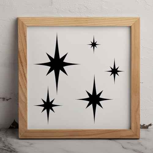 MAGJUCHE Abstract Stars Stencil 6 Inches, Reusable Starburst Stencil for Painting DIY Crafts Decor