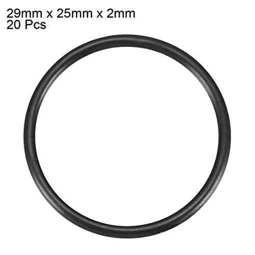 uxcell Nitrile Rubber O-Rings, 29mm OD 25mm ID 2mm Width, Metric Sealing Gasket, Pack of 20