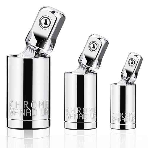 3PCS Universal Joint Socket Set, 1/4¡± 3/8¡± 1/2¡± Drive Swivel Socket Adapter Set, Premium Chrome Vanadium Steel Universal Joint Socket Adapter Suitable for Narrow Spaces- Tiosamd