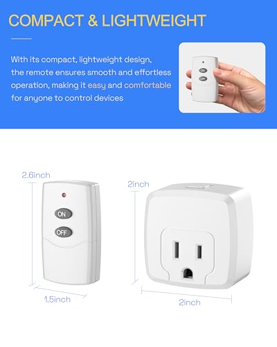 HBN Remote Control Outlet Plug with 1 Remote - Wireless Wall Socket Switch