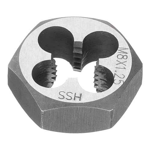 HARFINGTON Hex Threading Die M8 x 1.25 Metric Thread Right Hand High Speed Steel Rethreading Fixed Die Screw Cutting Tapping Repair Tool