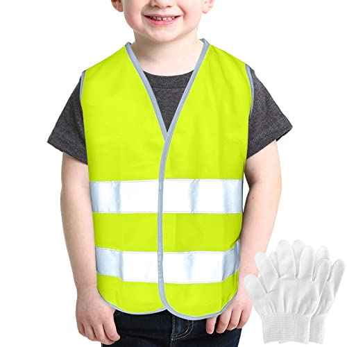 Kids High Visibility Reflective Safety Vest - Neon Yellow Child Safety Vest with Reflective Tape, Ideal for Outdoor Activities, Size Small (LS1)