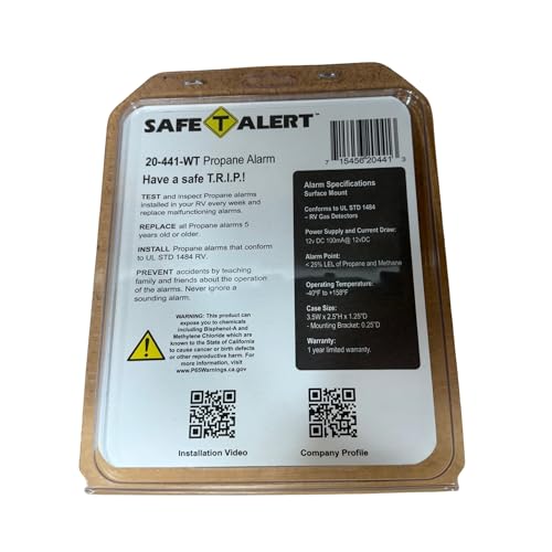 Safe T Alert 20 Series Propane Gas Alarm - Surface Mount, 12V RV Safety Device