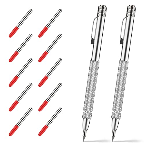Glieskir 2-Pack Tungsten Carbide Scriber with Magnet & 10 Tips - Silver