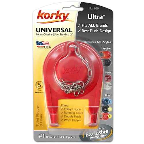 Korky Ultra Standard 2-Inch Universal Toilet Flapper - Long Lasting Rubber - Easy to Install - Made in USA, 100BP