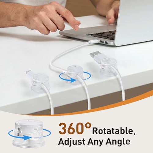AGPTEK 8 Pack Magnetic Cable Clips Clear Rotatable Cord Holders for Cables