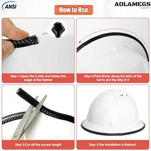 Full Brim Hard Hat Guard, Hard Hat Accessories, Strengthen Helmet Protection, 1PCS Length 36.6in, Black (Hard Hat Not Including£©