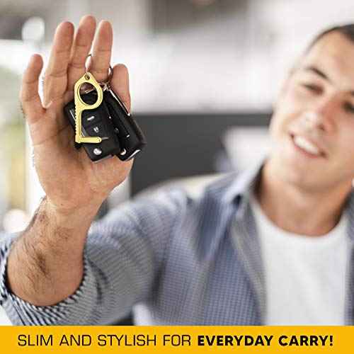 3pcs Brass Door Opener Keychain Tool - Touchless Key for Handles, Button Pusher Stylus, and Key Ring - Handy Utility Tool - by Mobi Lock