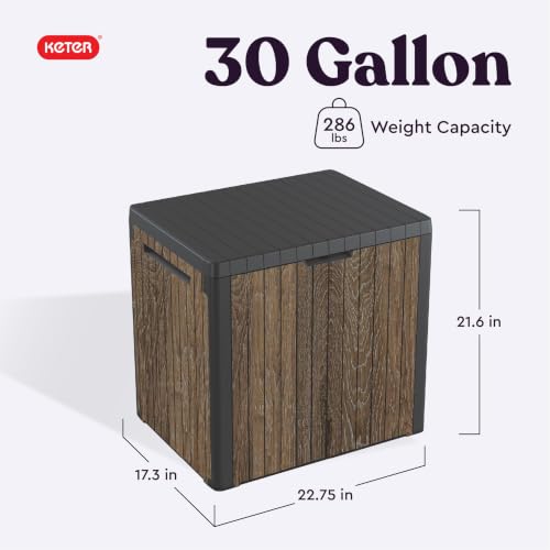 Keter Everwood Walnut 30 Gallon Outdoor Storage Box & Side Table