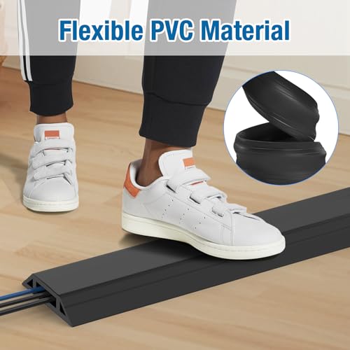 Eapele 10 ft Heavy Duty Floor Cable Cover Protector Black for Home & Outdoor