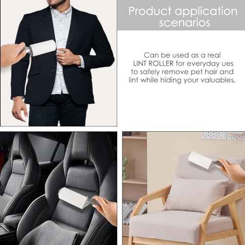 Real Working Lint Roller with Storage, Secret Stash Safes, Secret Hidden Diversion,Money Jewelry Storage (man)