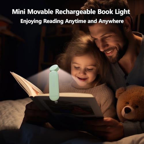 VAVOFO Green USB Rechargeable Book Light with Bookmark Clip, Dimmable LED Reading Lamp