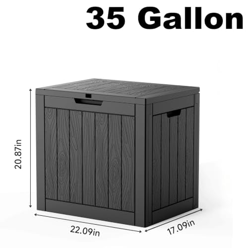 Lockable 35 Gallon Waterproof Outdoor Deck Storage Box Black - Patio Organization
