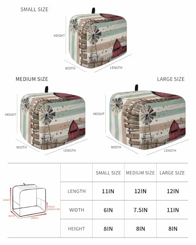 Versotilahome 2-Slice Windmill Farmhouse Toaster Cover Teal Brown 12x7.5x8 in