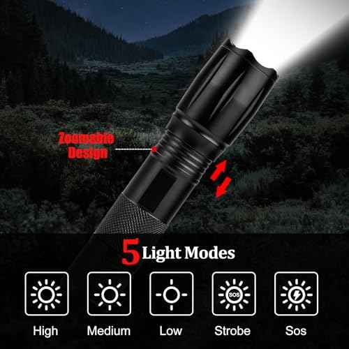Stocking Stuffers for Men Adults - Christmas Gifts for Men Dad Boyfriend 2Pcs Zoomable LED Flashlights Bright Tactical Torch High Lumens w/5 Modes Outdoor Fishing Hiking Hunting Camping Essentials