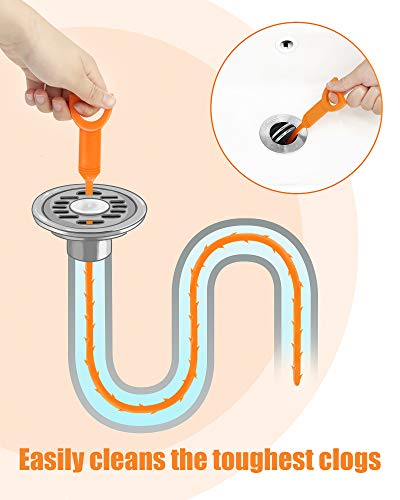 Drain Snake Clog Remover 6 Pack - 25 Inch Flexible Hair Blockage Tool for Kitchen & Bathroom Drains