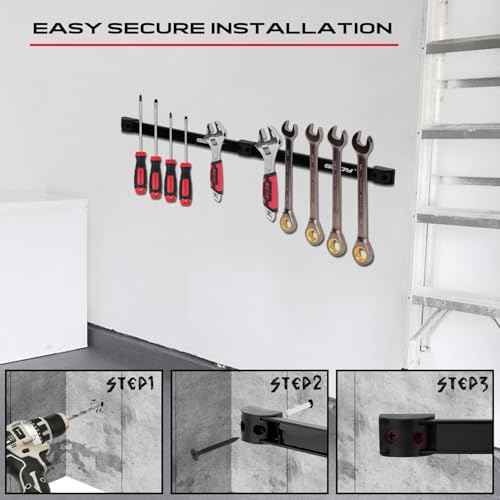 SEDY 7-Piece 12" Magnetic Tool Holder Storage Organizer, Garage Wall Mount Rack Organization Strip Power Magnet Organizers Mounted Workbench Board Slatwall Van Hanger