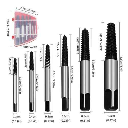 Greywolf 6 pcs screw extractor set, made of 35# Cr-Mo, bolt extractor, spiral groove bolt remover set, can easily remove broken screws, dropped screws, studs