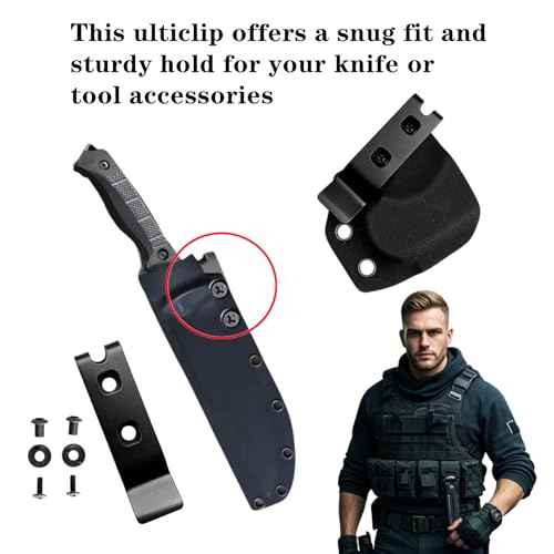 2 Set Knife Sheath Belt Clip Reliable 420 Stainless Steel Kydex Belt Clip with Screws for Kydex Sheath, Black
